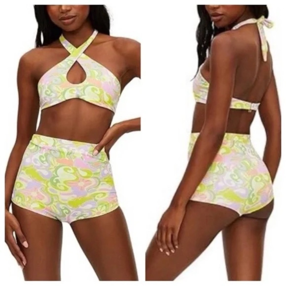 New! SET Beach Riot Brandy Top Felicia Shorts Psychedelic Sunshine 31389